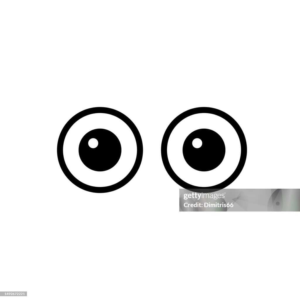 Runde Augen der Karikatur, die nach vorne schauen