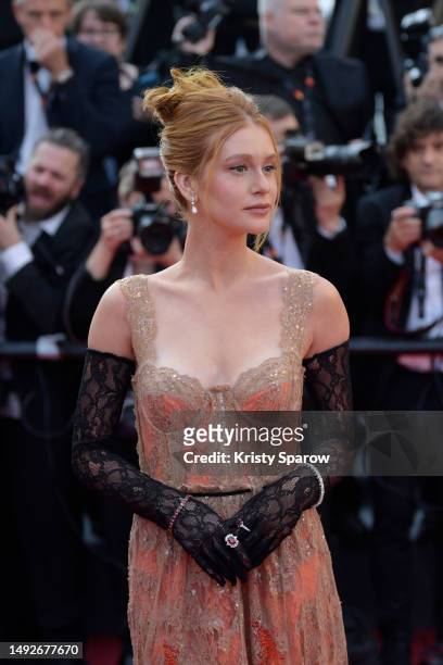 Marina Ruy Barbosa attends the "Asteroid City" red carpet during the 76th annual Cannes film festival at Palais des Festivals on May 23, 2023 in...