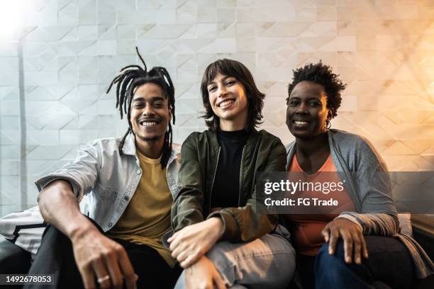 portrait of actors friends on backstage - diverse film set stock pictures, royalty-free photos & images