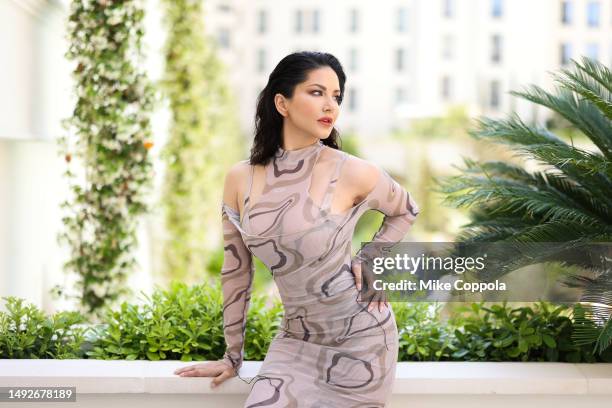 Sunny Leone poses for portraits at the 76th annual Cannes film festival at Carlton Hotel on May 23, 2023 in Cannes, France.