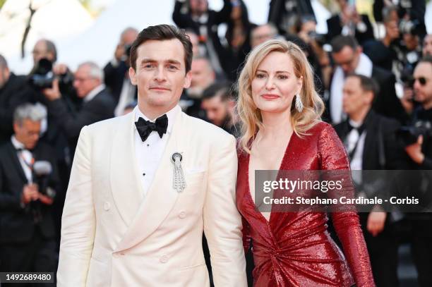 Rupert Friend and Aimee Mullins attend the "Asteroid City" red carpet during the 76th annual Cannes film festival at Palais des Festivals on May 23,...