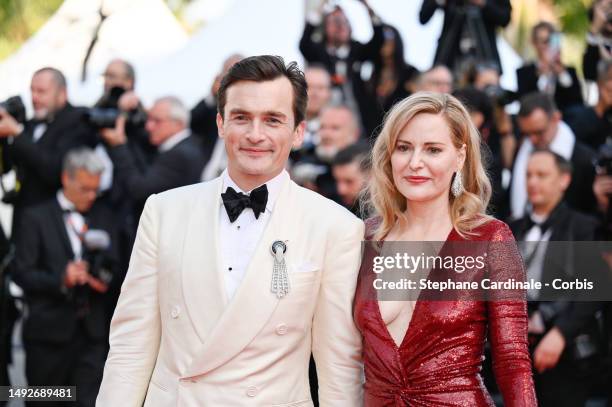 Rupert Friend and Aimee Mullins attend the "Asteroid City" red carpet during the 76th annual Cannes film festival at Palais des Festivals on May 23,...