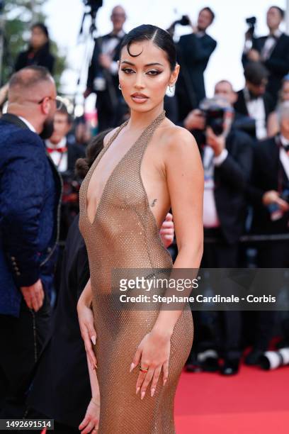 Cindy Kimberly attends the "Asteroid City" red carpet during the 76th annual Cannes film festival at Palais des Festivals on May 23, 2023 in Cannes,...