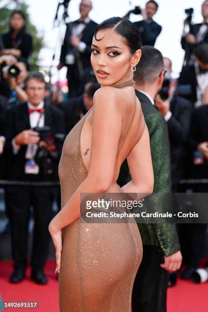 Cindy Kimberly attends the "Asteroid City" red carpet during the 76th annual Cannes film festival at Palais des Festivals on May 23, 2023 in Cannes,...