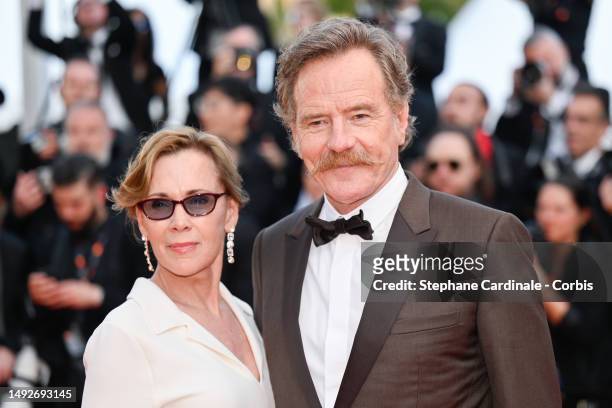 Robin Dearden and Bryan Cranston attends the "Asteroid City" red carpet during the 76th annual Cannes film festival at Palais des Festivals on May...