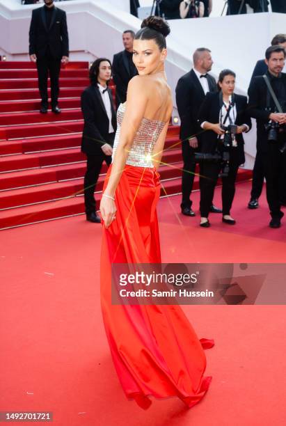 Georgia Fowler attends the "Asteroid City" red carpet during the 76th annual Cannes film festival at Palais des Festivals on May 23, 2023 in Cannes,...