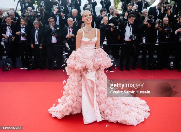 Leonie Hanne attends the "The Zone Of Interest" red carpet during the 76th annual Cannes film festival at Palais des Festivals on May 19, 2023 in...