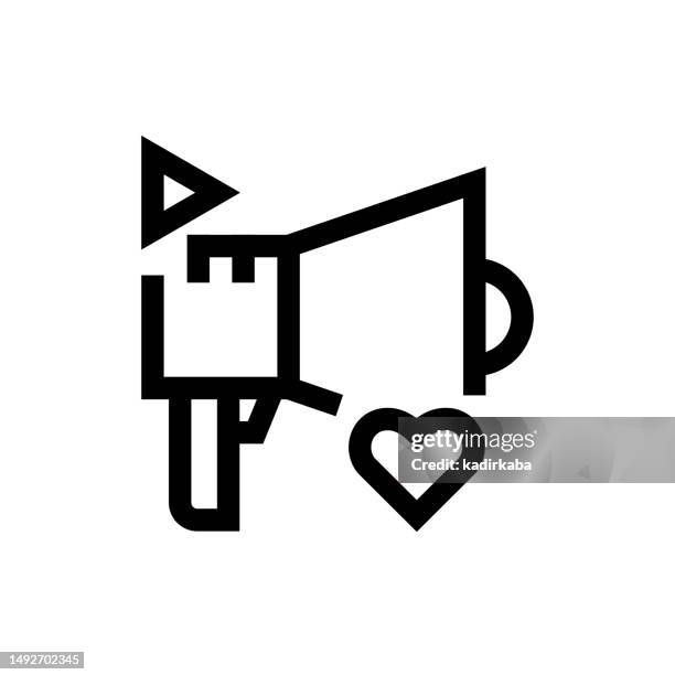megaphone and advertising line icon, design, pixel perfect, editable stroke. logo, sign, symbol. announcement message, billboard, advertisement. - white instagram logo stock illustrations