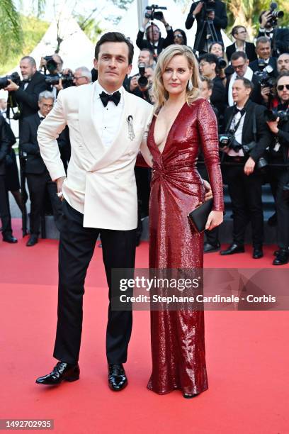 Rupert Friend and Aimee Mullins attend the "Asteroid City" red carpet during the 76th annual Cannes film festival at Palais des Festivals on May 23,...