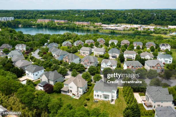 aerial view of single-family homes - baltimore maryland landscape stock pictures, royalty-free photos & images