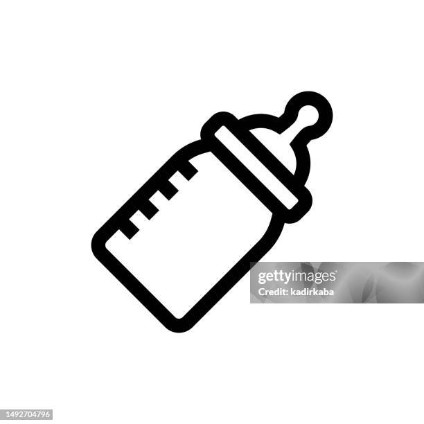 baby bottle line icon, design, pixel perfect, editable stroke. logo, sign, symbol. - baby crying icon stock illustrations