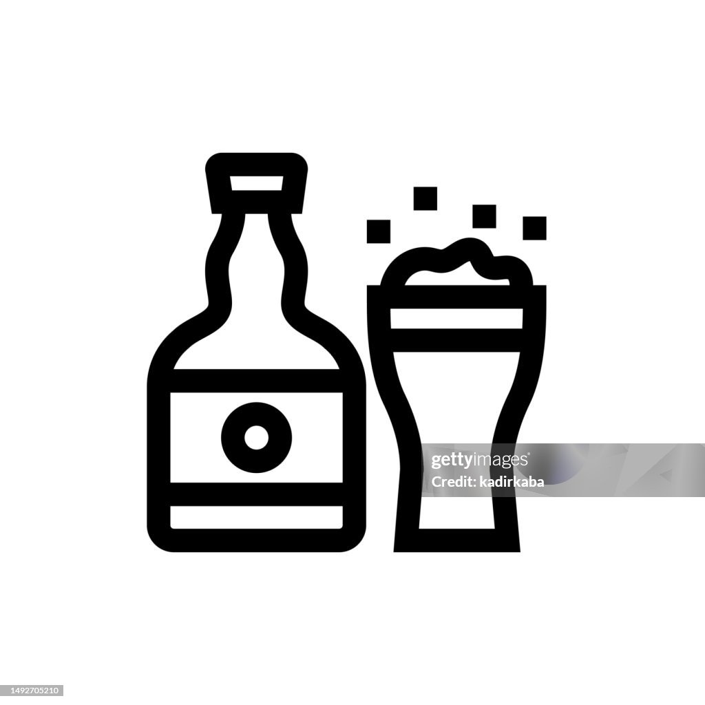 Beer Line icon, Design, Pixel perfect, Editable stroke. Logo, Sign, Symbol. Alcohol, Restaurant.