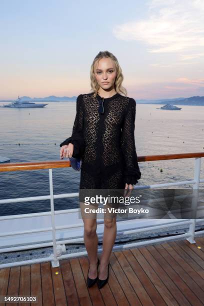 Lily-Rose Depp attends the Cannes Film Festival Air Mail Party at Hotel du Cap-Eden-Roc on May 23, 2023 in Cap d'Antibes, France.