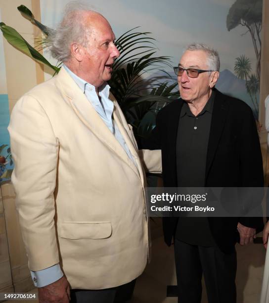 Graydon Carter, Robert De Niro and Tiffany Chen attend the Cannes Film Festival Air Mail Party at Hotel du Cap-Eden-Roc on May 23, 2023 in Cap...