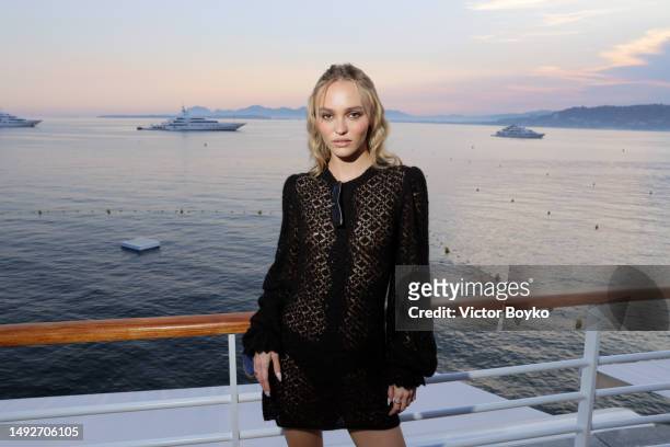 Lily-Rose Depp attends the Cannes Film Festival Air Mail Party at Hotel du Cap-Eden-Roc on May 23, 2023 in Cap d'Antibes, France.