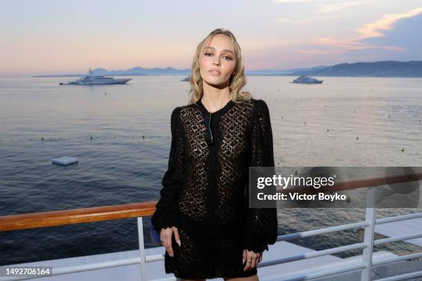 Lily-Rose Depp attends the Cannes Film Festival Air Mail Party at Hotel du Cap-Eden-Roc on May 23, 2023 in Cap d'Antibes, France.