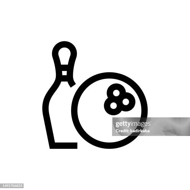 bowling line icon, design, pixel perfect, editable stroke. logo, sign, symbol. entertainment, hobbies. - bowling alley background stock illustrations