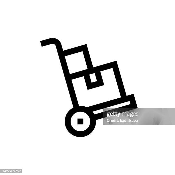 delivery line icon, design, pixel perfect, editable stroke. logo, sign, symbol. cargo, logistics, distribution warehouse, freight transportation. - offloading stock illustrations