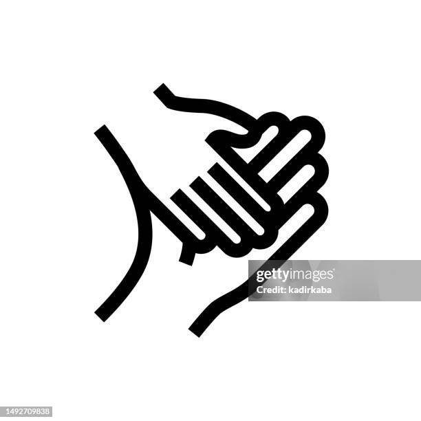 a helping hand line icon, design, pixel perfect, editable stroke. logo, sign, symbol. - two hands touching stock illustrations