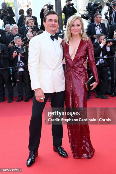 Aimee Mullins and Rupert Friend attend the "Asteroid City" red carpet during the 76th annual Cannes film festival at Palais des Festivals on May 23,...