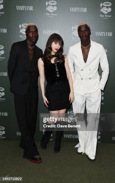 Kevin Bonsu, Allegra Handelsman and Kevin Bonsu attend a party hosted by Vanity Fair and The Newt to celebrate the RHS Chelsea Flower Show on May 23,...