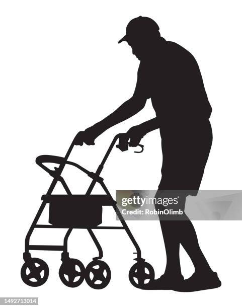 man walking with walker - mobility walker stock illustrations