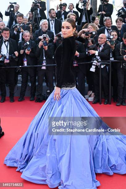 Olivia Culpo attends the "Asteroid City" red carpet during the 76th annual Cannes film festival at Palais des Festivals on May 23, 2023 in Cannes,...