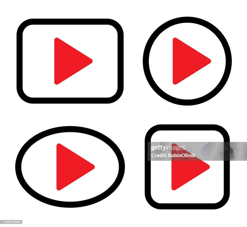 Four Red Play Buttons High-Res Vector Graphic - Getty Images