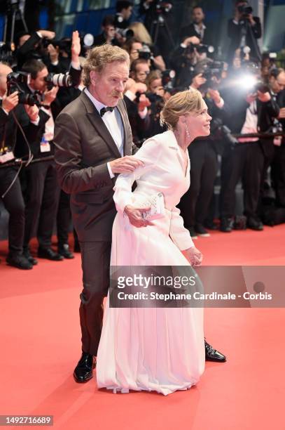 Bryan Cranston and Robin Dearden attend the "Asteroid City" red carpet during the 76th annual Cannes film festival at Palais des Festivals on May 23,...