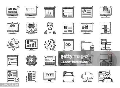 Programming Hand Drawn Vector Doodle Line Icon Set Programming Hand Drawn Vector Doodle Line Icon Set