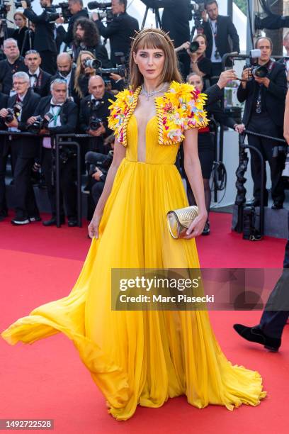 Frederique Bel attends the "Asteroid City" red carpet during the 76th annual Cannes film festival at Palais des Festivals on May 23, 2023 in Cannes,...