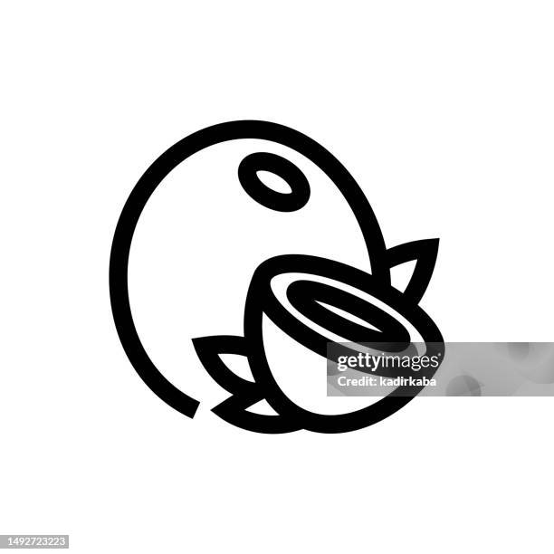 kokosnussliniensymbol, design, pixelperfekt, bearbeitbarer strich. logo, zeichen, symbol. - coconut milk stock-grafiken, -clipart, -cartoons und -symbole