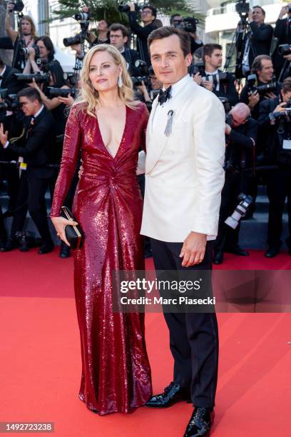 Aimee Mullins and Rupert Friend attend the "Asteroid City" red carpet during the 76th annual Cannes film festival at Palais des Festivals on May 23,...