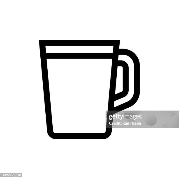 coffee cup line icon, design, pixel perfect, editable stroke. logo, sign, symbol. coffee, cafe, restaurant, latte, mocha, coffee shop, coffee break. - breaking croissant stock illustrations