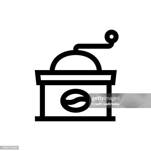 coffee grinder line icon, design, pixel perfect, editable stroke. logo, sign, symbol. coffee, cafe, restaurant, latte, mocha, coffee shop, coffee break. - breaking croissant stock illustrations