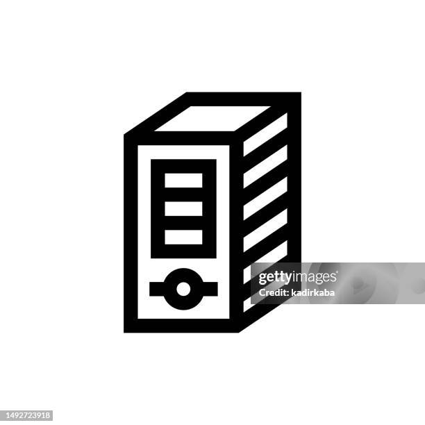 computer case line icon, design, pixel perfect, editable stroke. logo, sign, symbol. - computer memory chip stock illustrations