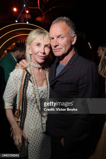 Trudie Styler and Sting attend the Cannes Film Festival Air Mail Party at Hotel du Cap-Eden-Roc on May 23, 2023 in Cap d'Antibes, France.