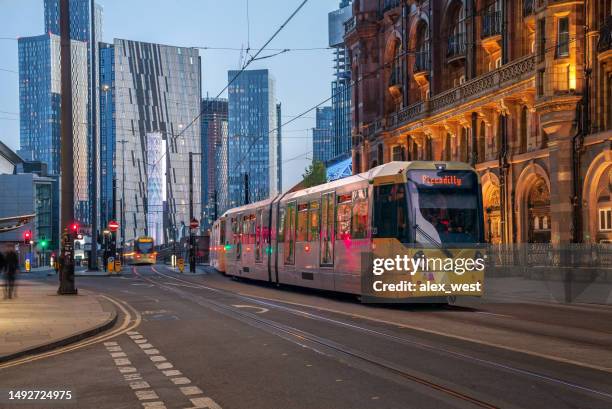 manchester tram - manchester stock pictures, royalty-free photos & images