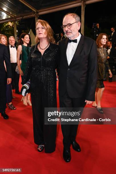 Anna Novion and Jean-Pierre Darroussin attends the "Rapito " red carpet during the 76th annual Cannes film festival at Palais des Festivals on May...