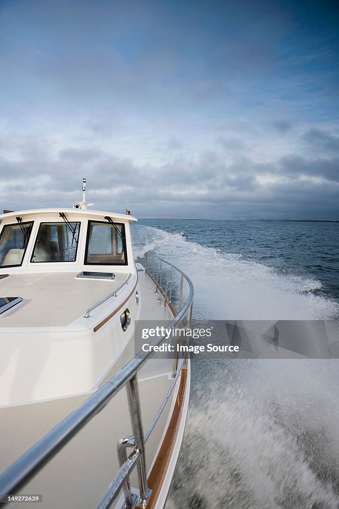 Power boat at sea