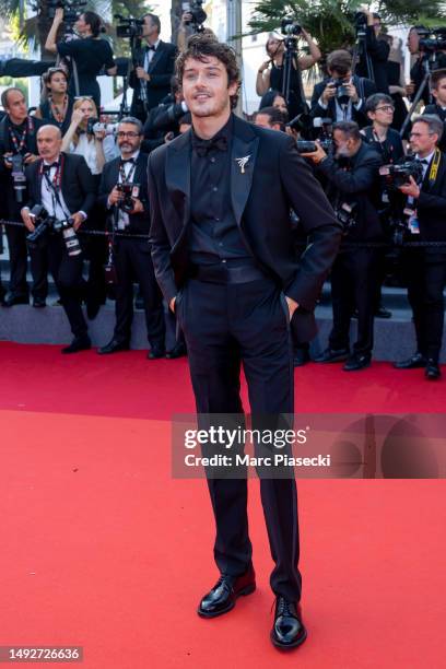 César Domboy attends the "Asteroid City" red carpet during the 76th annual Cannes film festival at Palais des Festivals on May 23, 2023 in Cannes,...