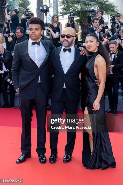 Elijah Wright, Jeffrey Wright and Juno Wright attend the "Asteroid City" red carpet during the 76th annual Cannes film festival at Palais des...