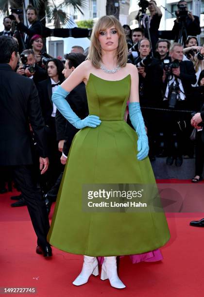 Maya Hawke attends the "Asteroid City" red carpet during the 76th annual Cannes film festival at Palais des Festivals on May 23, 2023 in Cannes,...