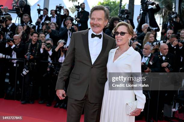 Bryan Cranston and Robin Dearden attend the "Asteroid City" red carpet during the 76th annual Cannes film festival at Palais des Festivals on May 23,...