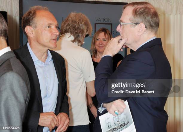 Founder of the World Wide Web Sir Tim Berners-Lee and Microsoft co-founder Paul Allen attend the DNA Summit Innovation 101 Power Breakfast in the...