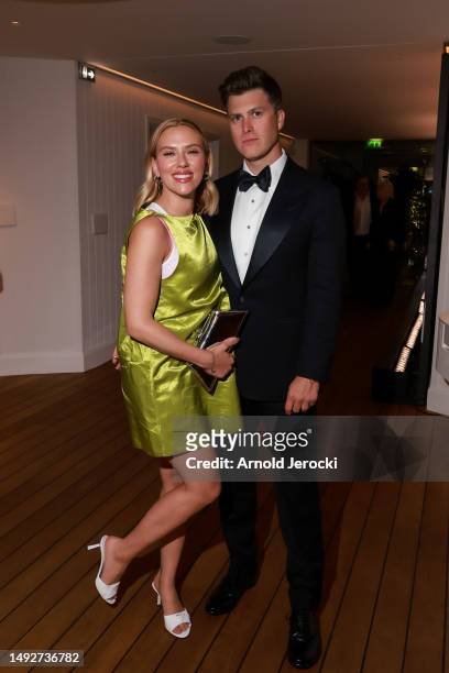 Scarlett Johansson and Colin Jost attends the Cannes Film Festival Air Mail /Warner Brothers Discovery Party at Hotel du Cap-Eden-Roc on May 23, 2023...