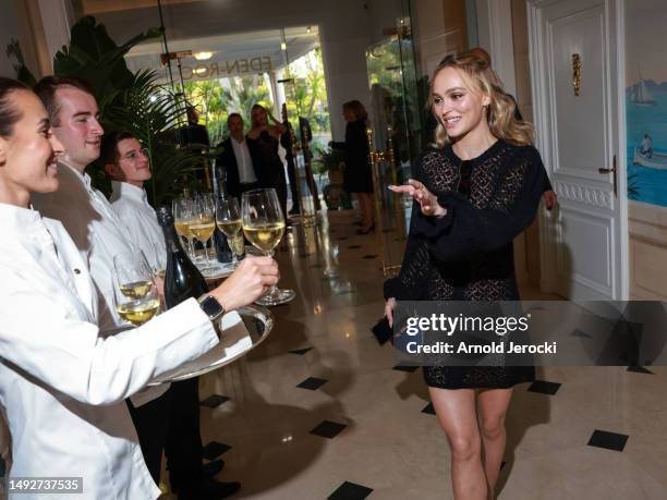 Lily-Rose Depp attends the Cannes Film Festival Air Mail /Warner Brothers Discovery Party at Hotel du Cap-Eden-Roc on May 23, 2023 in Cap d'Antibes,...