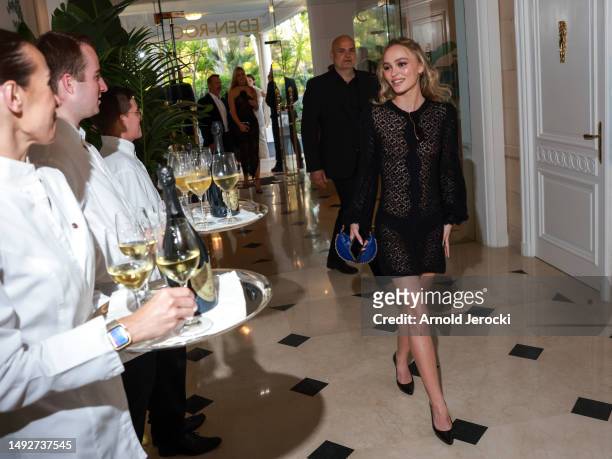 Lily-Rose Depp attends the Cannes Film Festival Air Mail /Warner Brothers Discovery Party at Hotel du Cap-Eden-Roc on May 23, 2023 in Cap d'Antibes,...