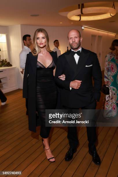 Rosie Huntington-Whiteley and Jason Statham attends the Cannes Film Festival Air Mail /Warner Brothers Discovery Party at Hotel du Cap-Eden-Roc on...