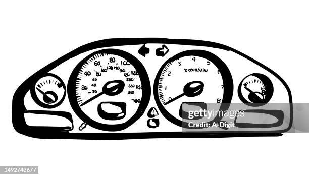 odometer ink - speedometer needle stock illustrations